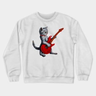 Kitten playing an electric guitar Crewneck Sweatshirt